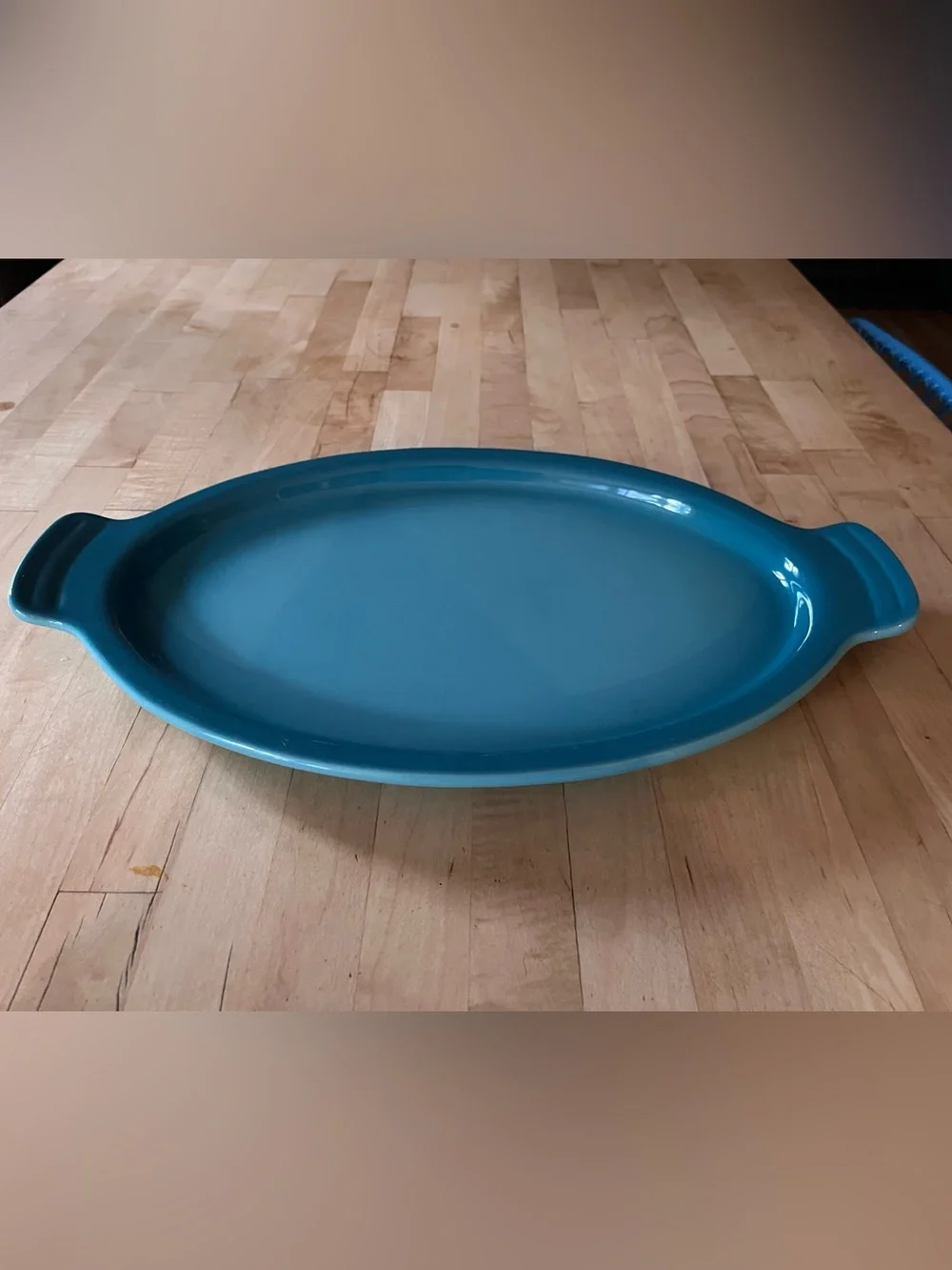Le Creuset Large Oval Stoneware Serving Platter 16.6” Caribbean Blue